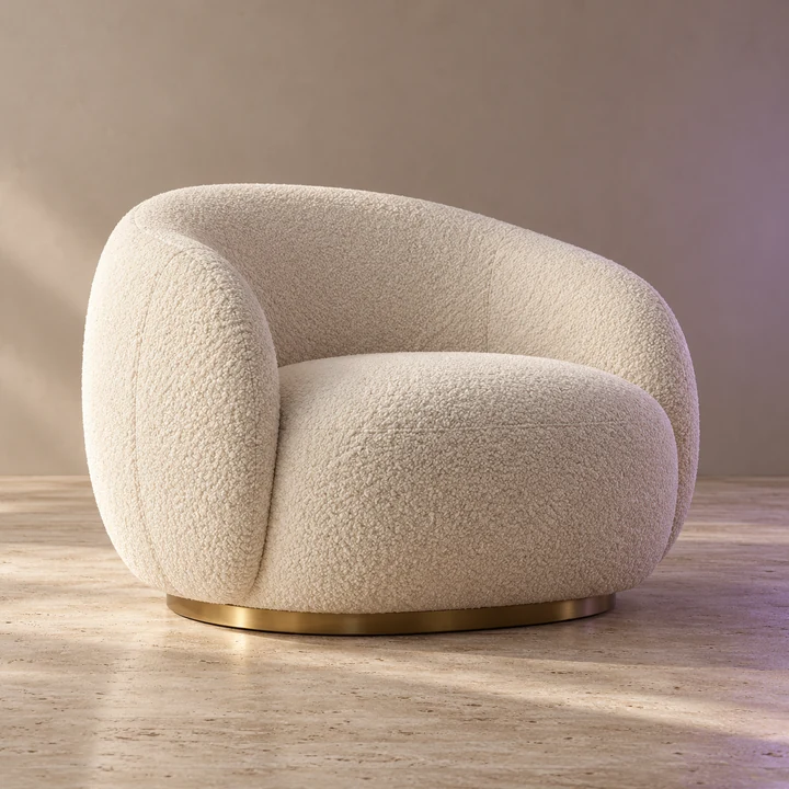 Fauteuil bouclé ivoire